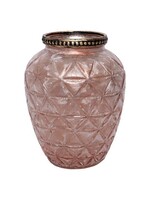 Theelichthouder glas Karatal 14cm rose goud