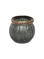 Theelichthouder glas Karay 6cm donker groen