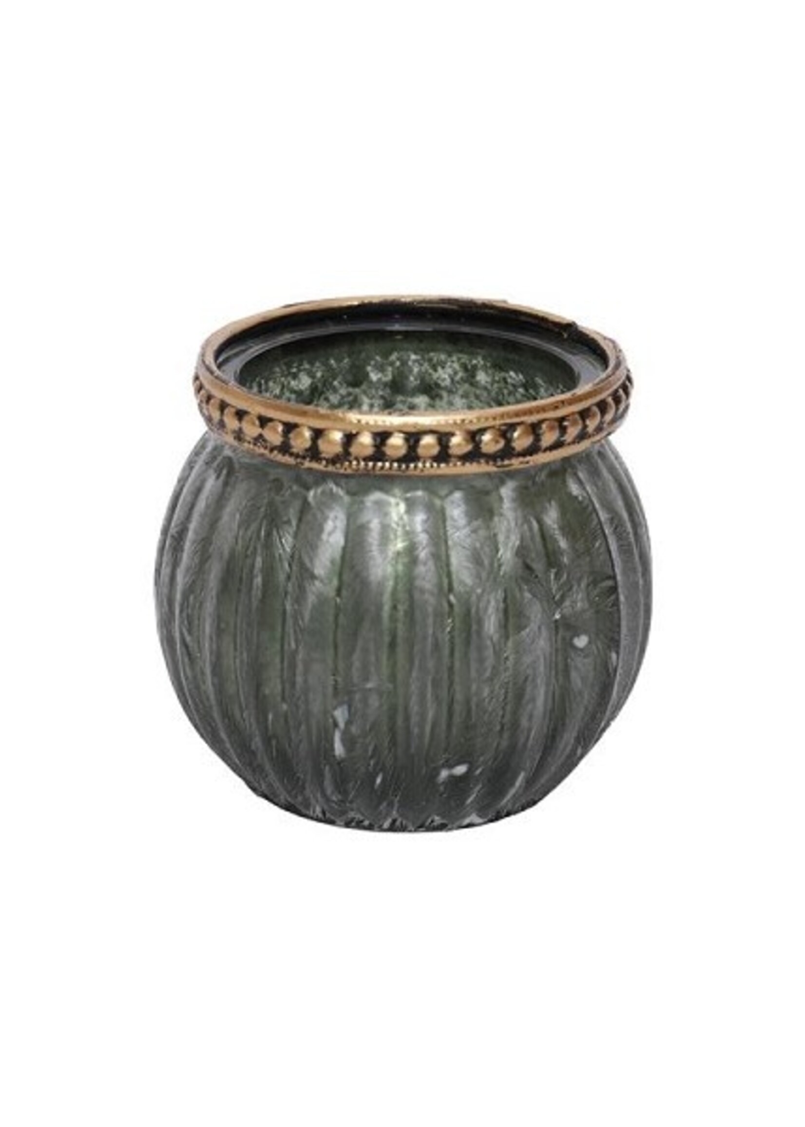 Theelichthouder glas Karay 6cm donker groen