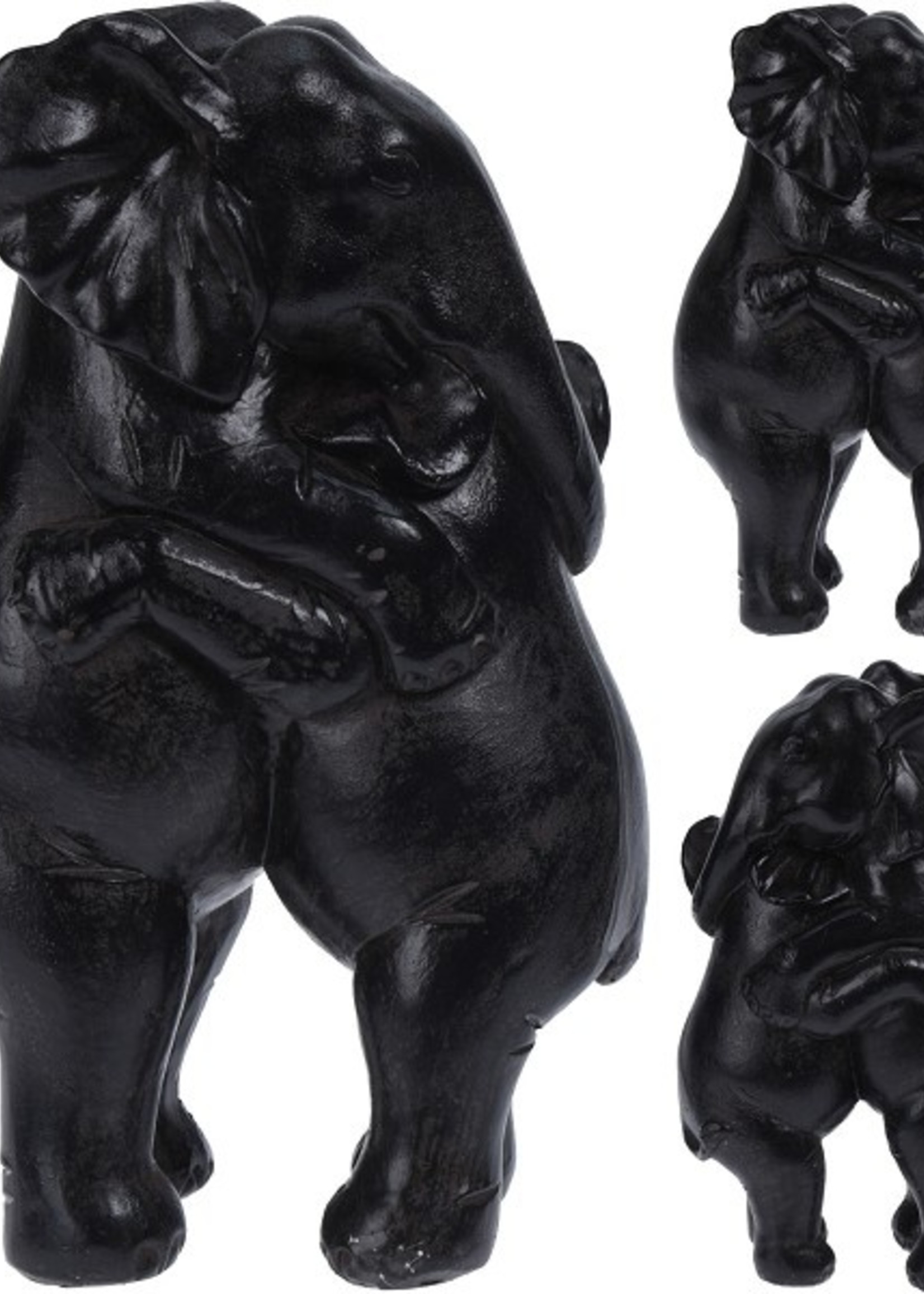 Olifanten Omhelzend Zwart polystone (lxbxh) 10x7x16cm