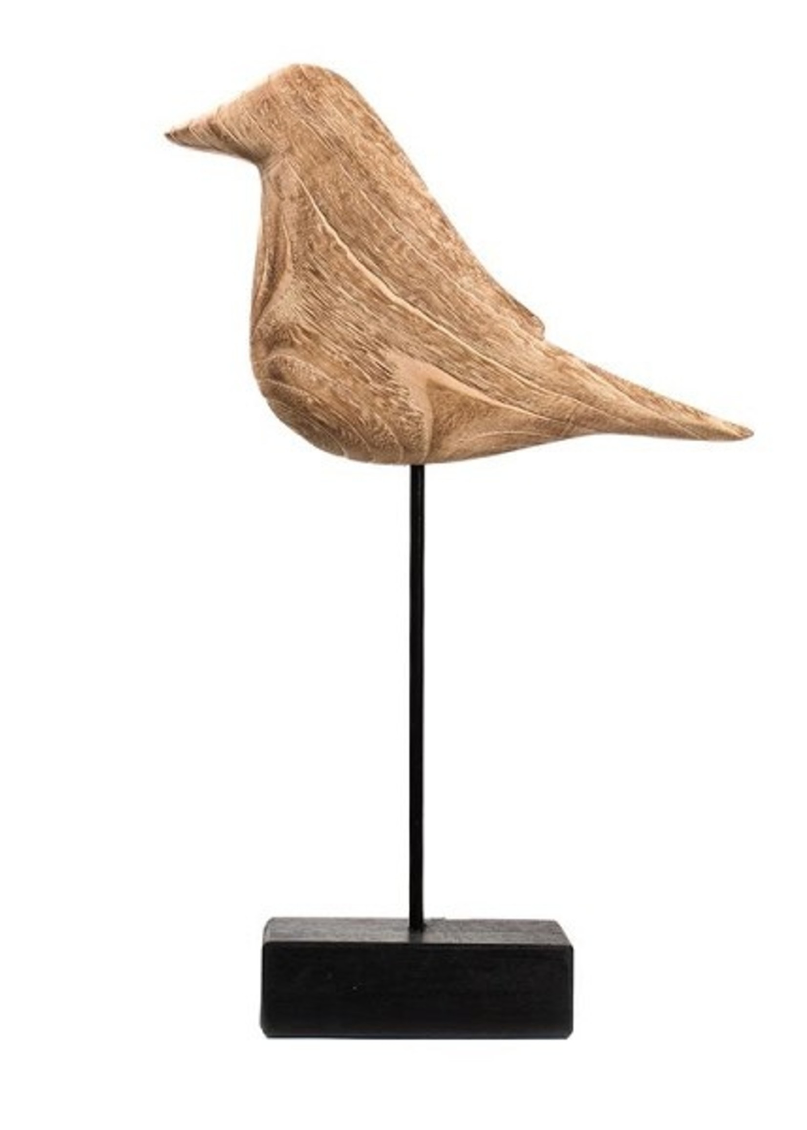 Beeld Vogel hout 44cm op standaard