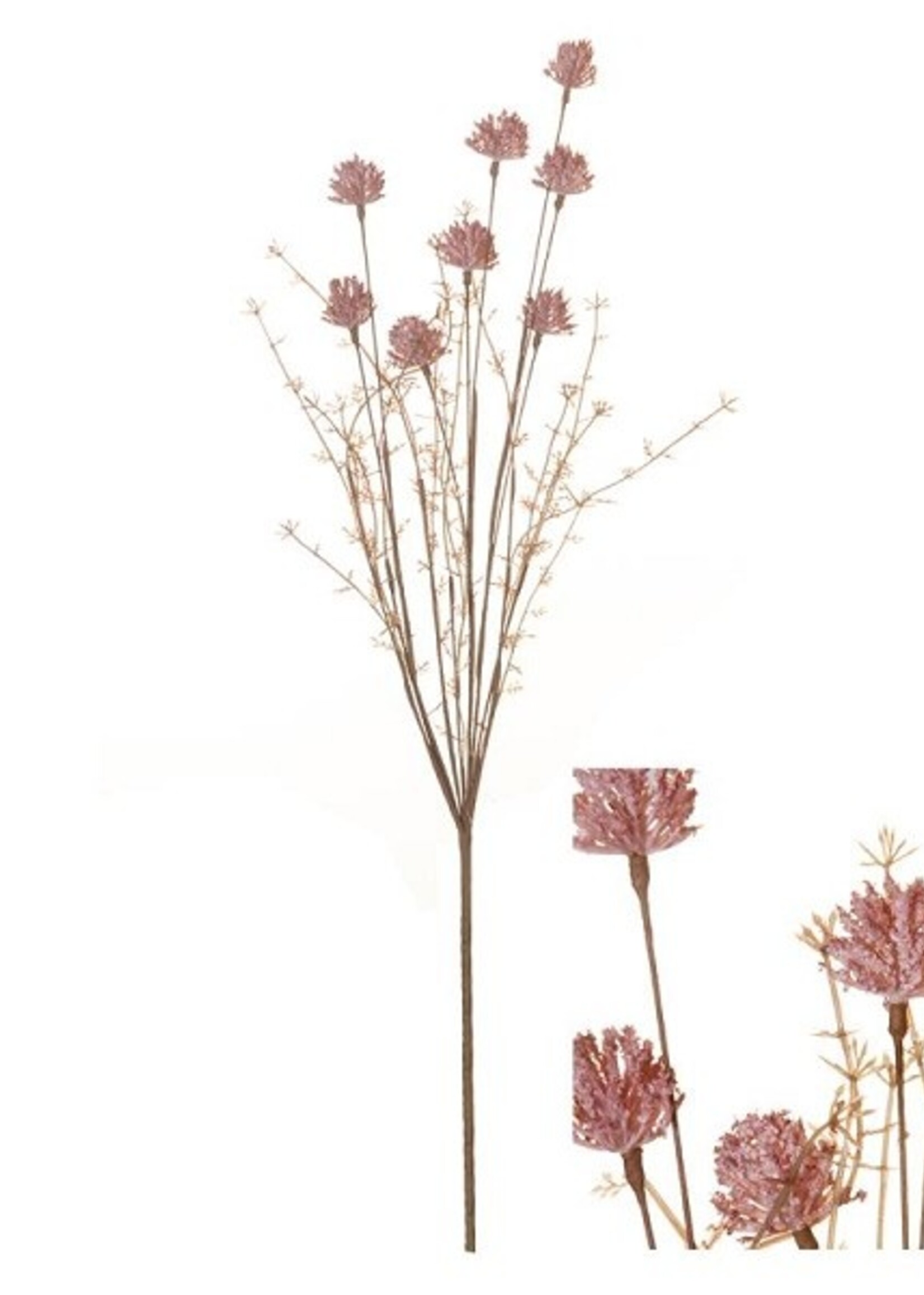 Kunstbloem pompom 12x12x58cm roze