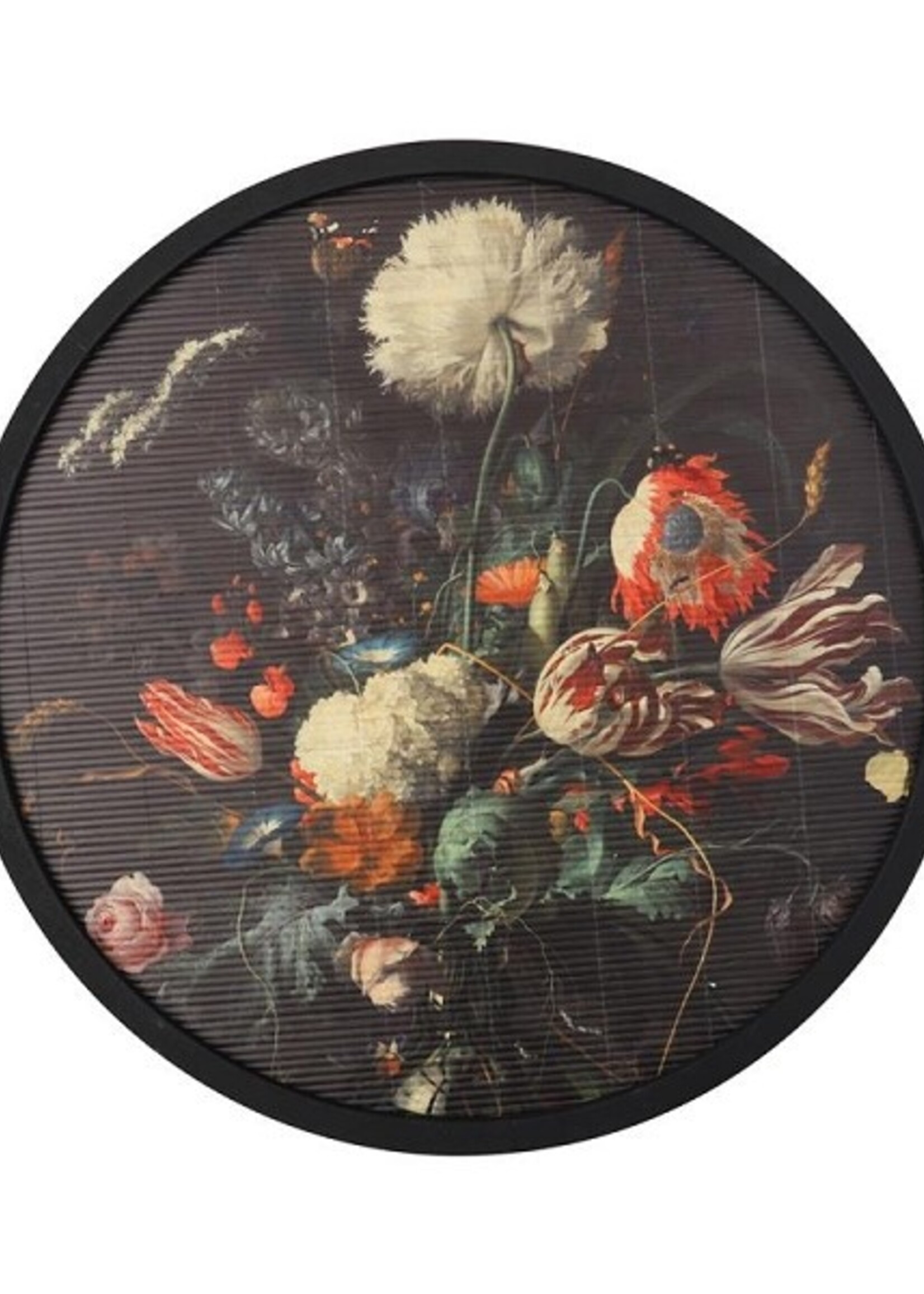 Wanddecoratie Bamboe bloemen Ø 60cm multikleur