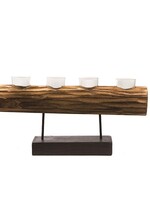 Theelichthouder svolves op standaard met 4 glazen 45x10x21cm