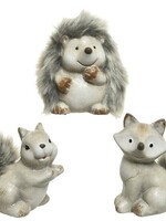 Decoris beeld Dier met bont terracotta 3ass grijs 10,5x6,5x11,5cm