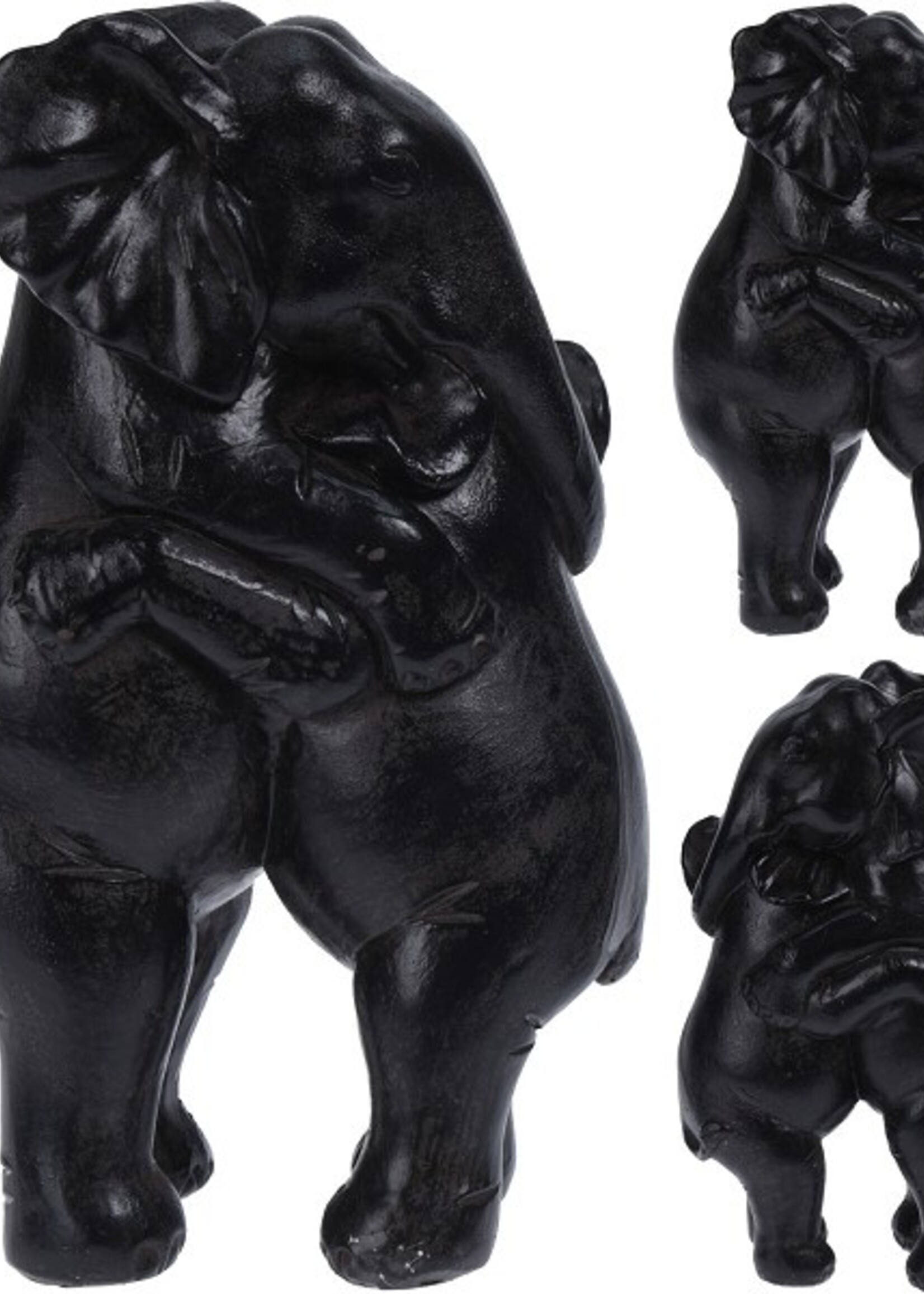 Olifanten Omhelzend Zwart polystone (lxbxh) 10x7x16cm