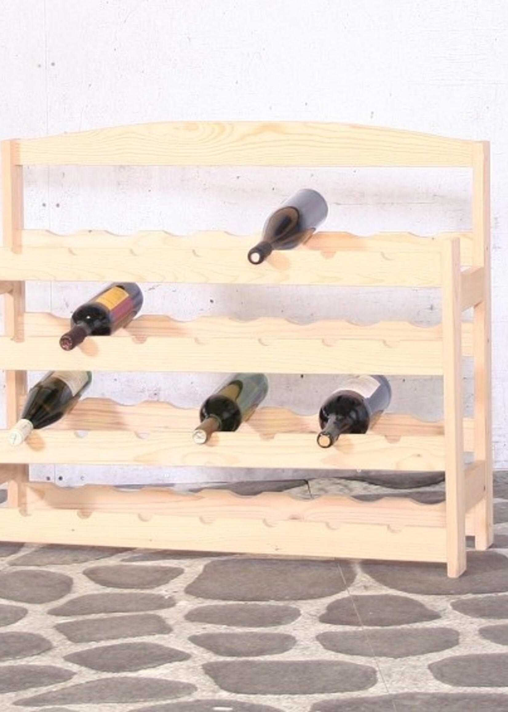 Grenenhouten Wijnrek voor 28 flessen 73,5x88,5x28cm