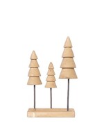Kerstboom beeld van hout naturel 8x8x33cm
