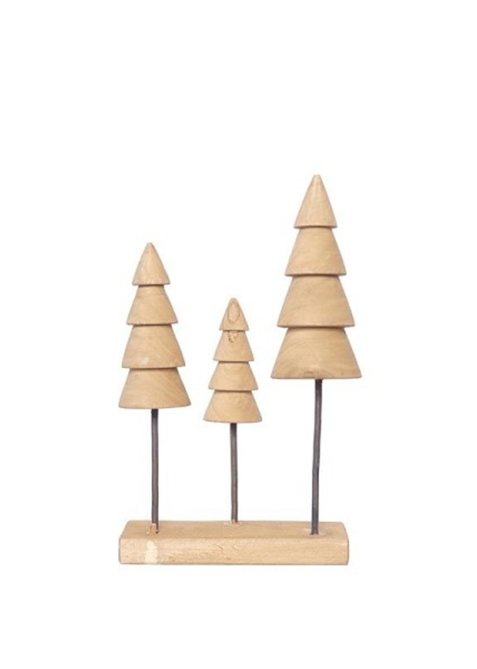 Kerstboom beeld van hout naturel 8x8x33cm