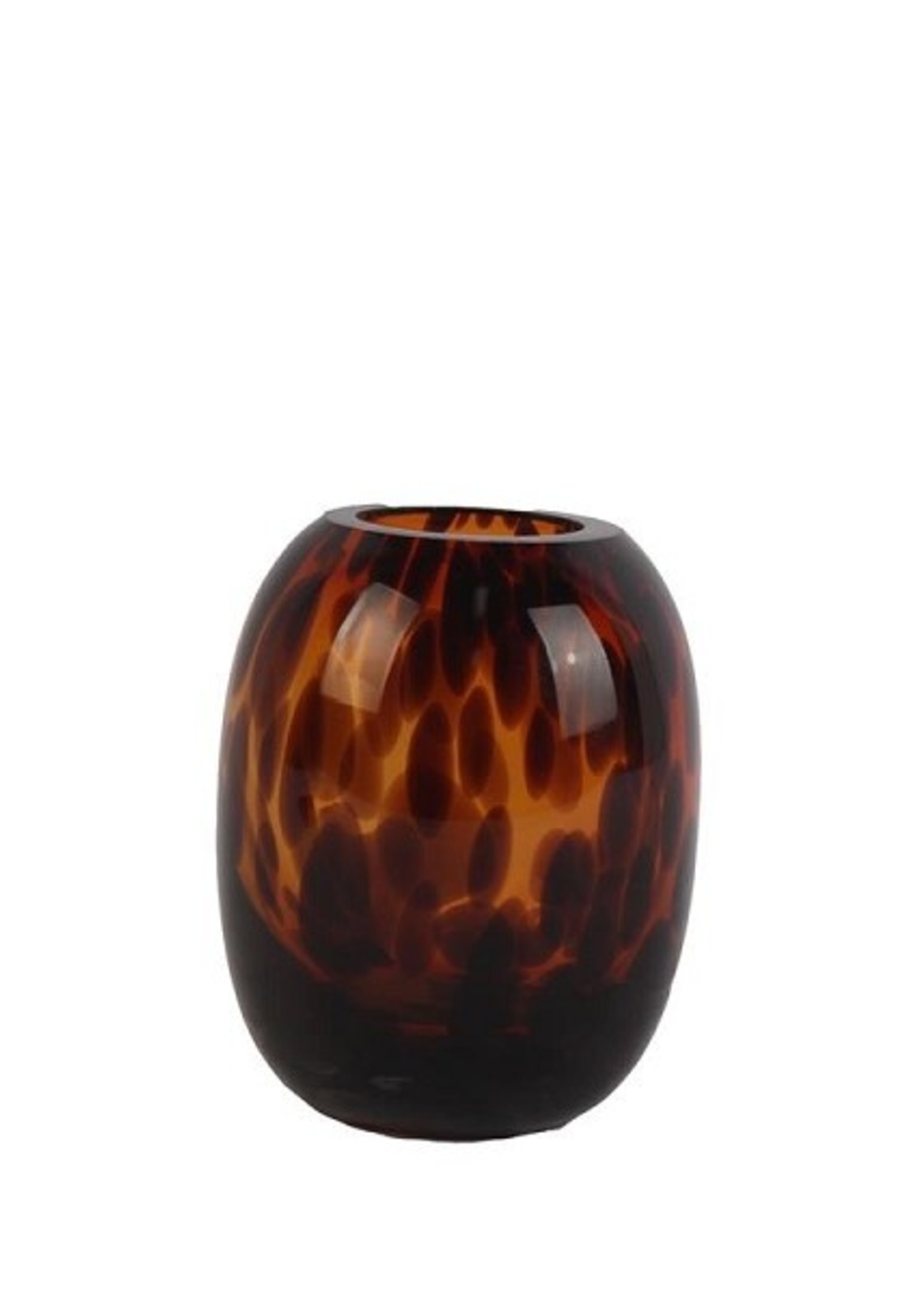 Theelichthouder glas Tamdi 13cm bruin