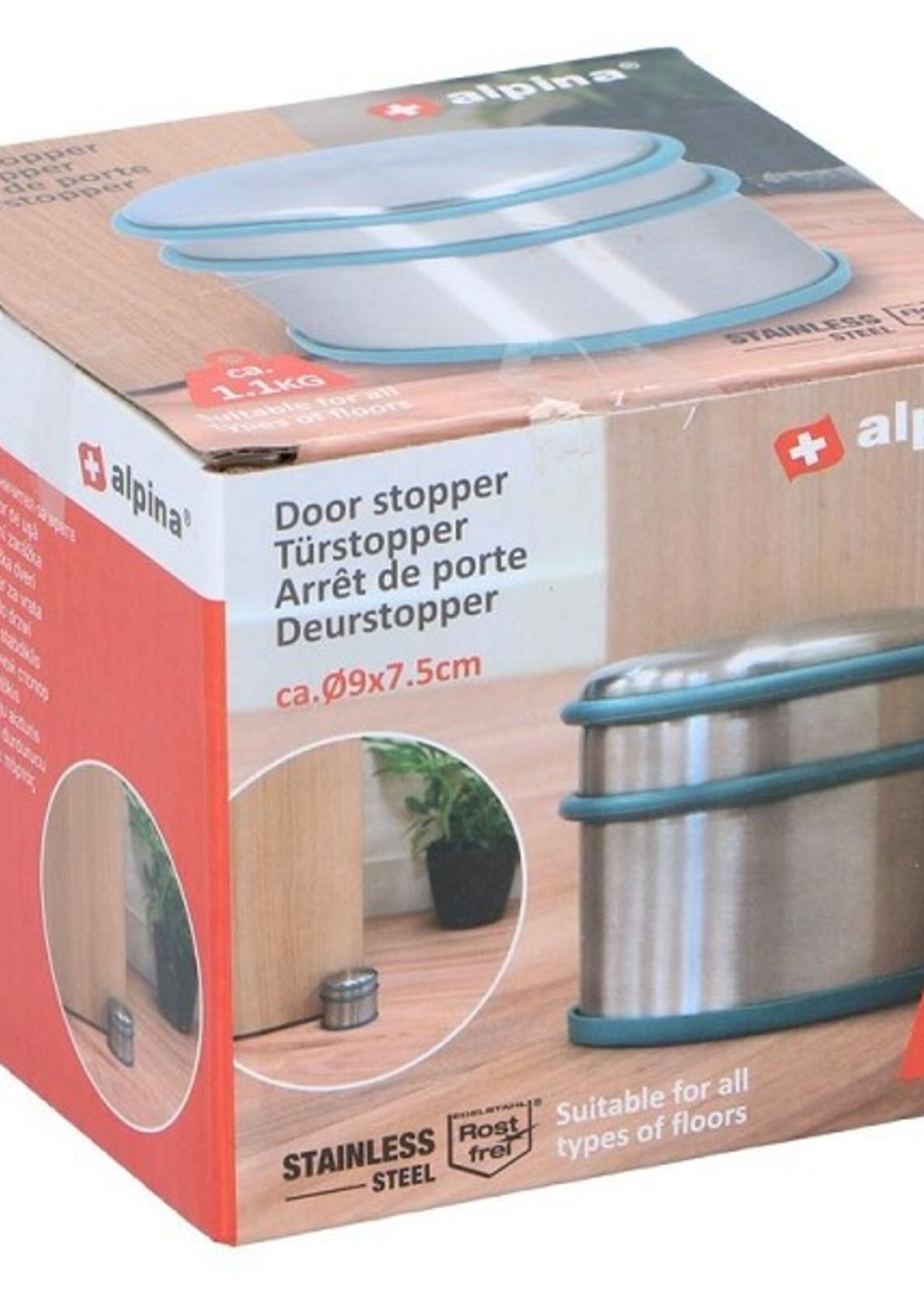 Deurstopper RVS Ø9z7,5cm 1,1kg