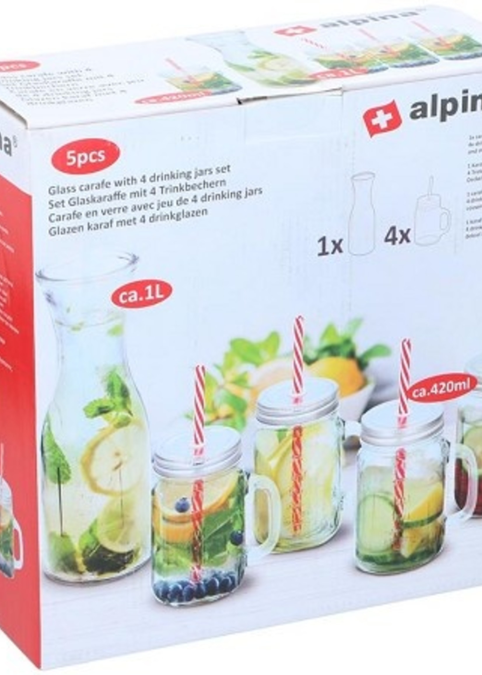 Alpina Karaf 1L met 4 drinkglazen 420ml