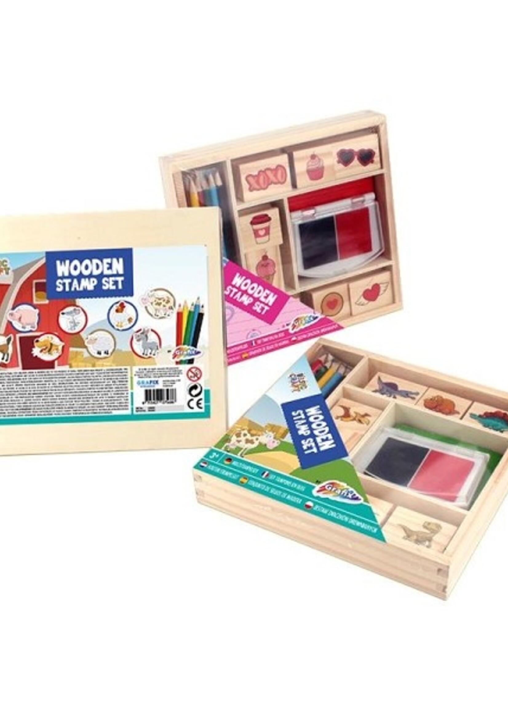 Grafix Houten stempelset in box 20x21cm