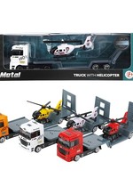 Toi Toys Vrachtwagen met oplegger en helikopter