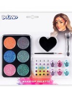 Make-up set Glamour met 26 sticker edelstenen, glittersmink, spons, pensel en applicator