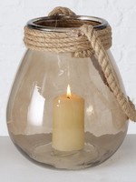 Boltze Home Windlicht Suri glas met touw H22cm ( exclusief kaars )