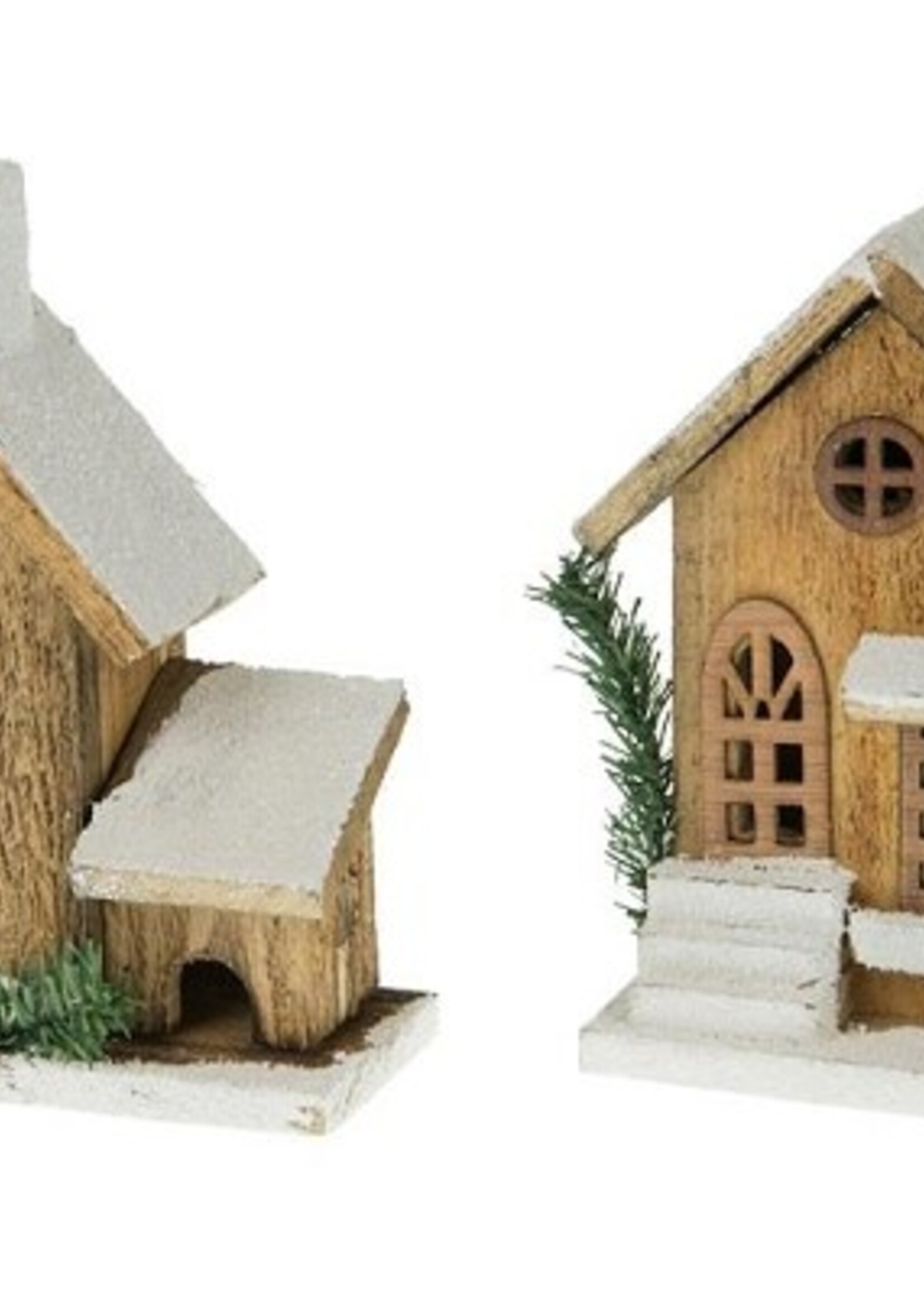 Huis met verlichting 16x8-9x20cm werkt op batterijen 2 assorti dessins