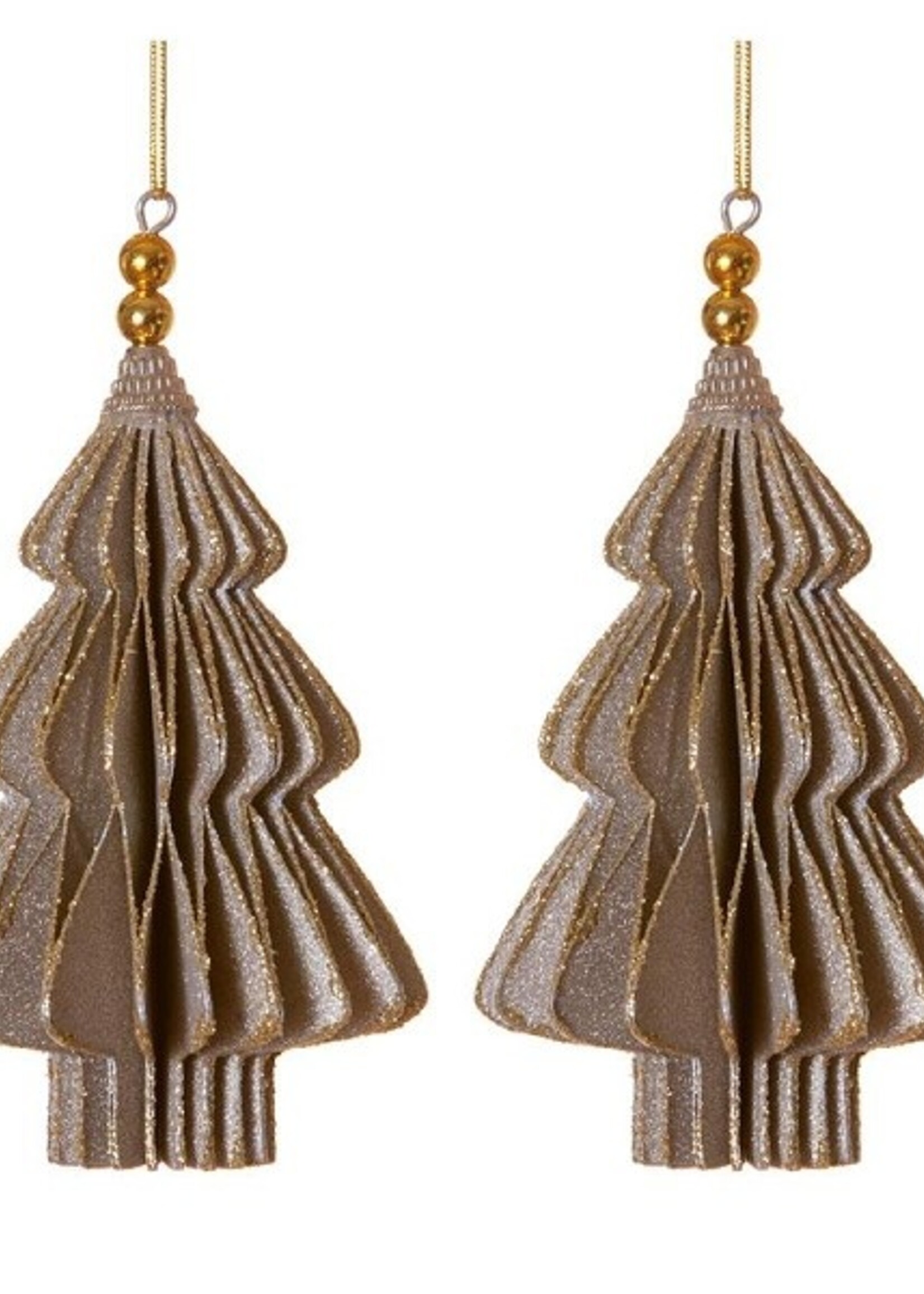 Hangdecoratie kerstboom 13cm grijs goud