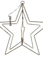 Kerstster 3D 40cm metaal goudkleurig met 50 LED lampen en timer werkt op 2xAA(excl)