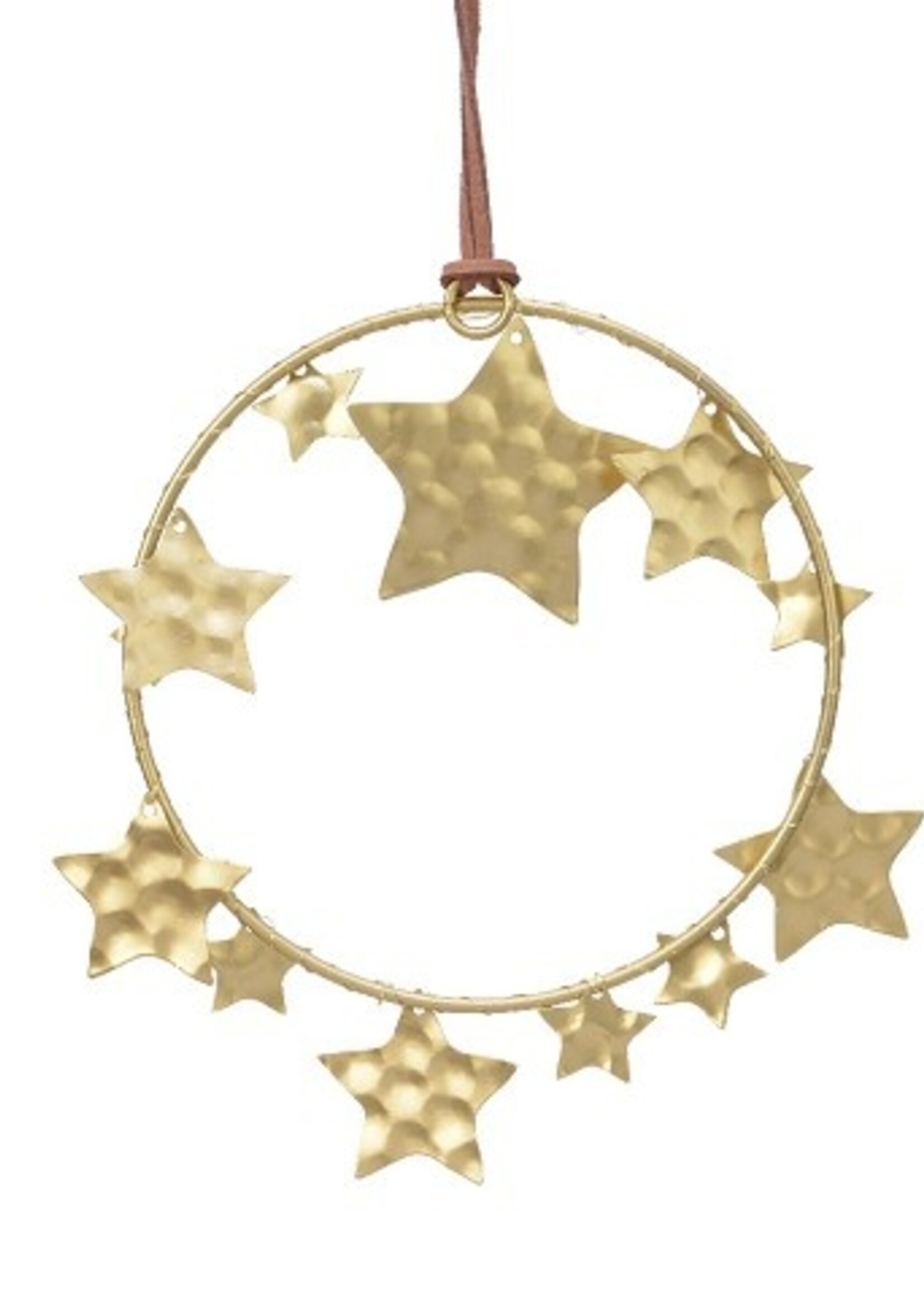 Decoris Cirkel metaal sterren 12x12cm goud