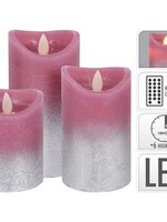 Ledkaars dansvlam wax set a 3 stuks roze