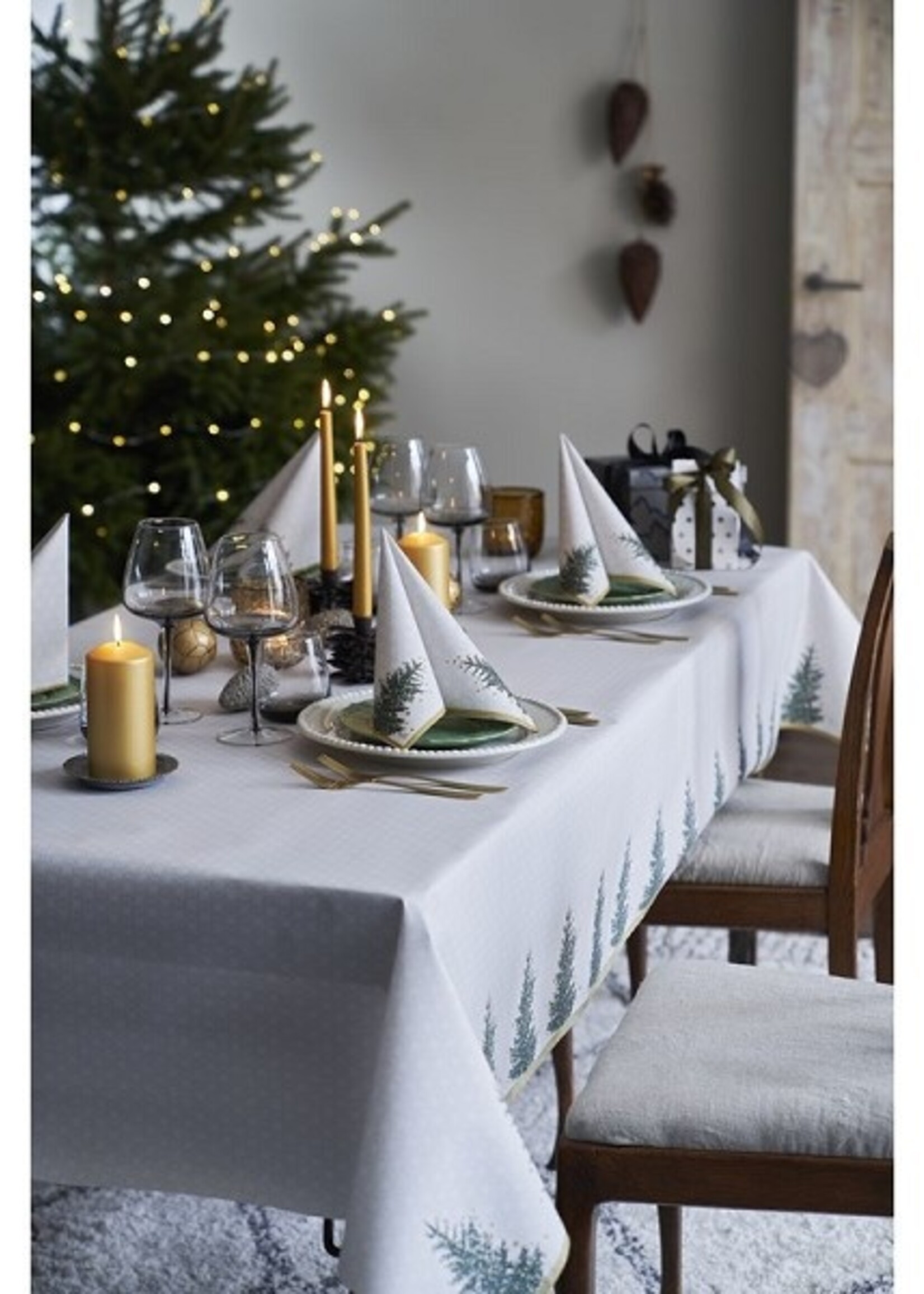 Duni Servetten Trees in Gold 24x24cm 20 stuks