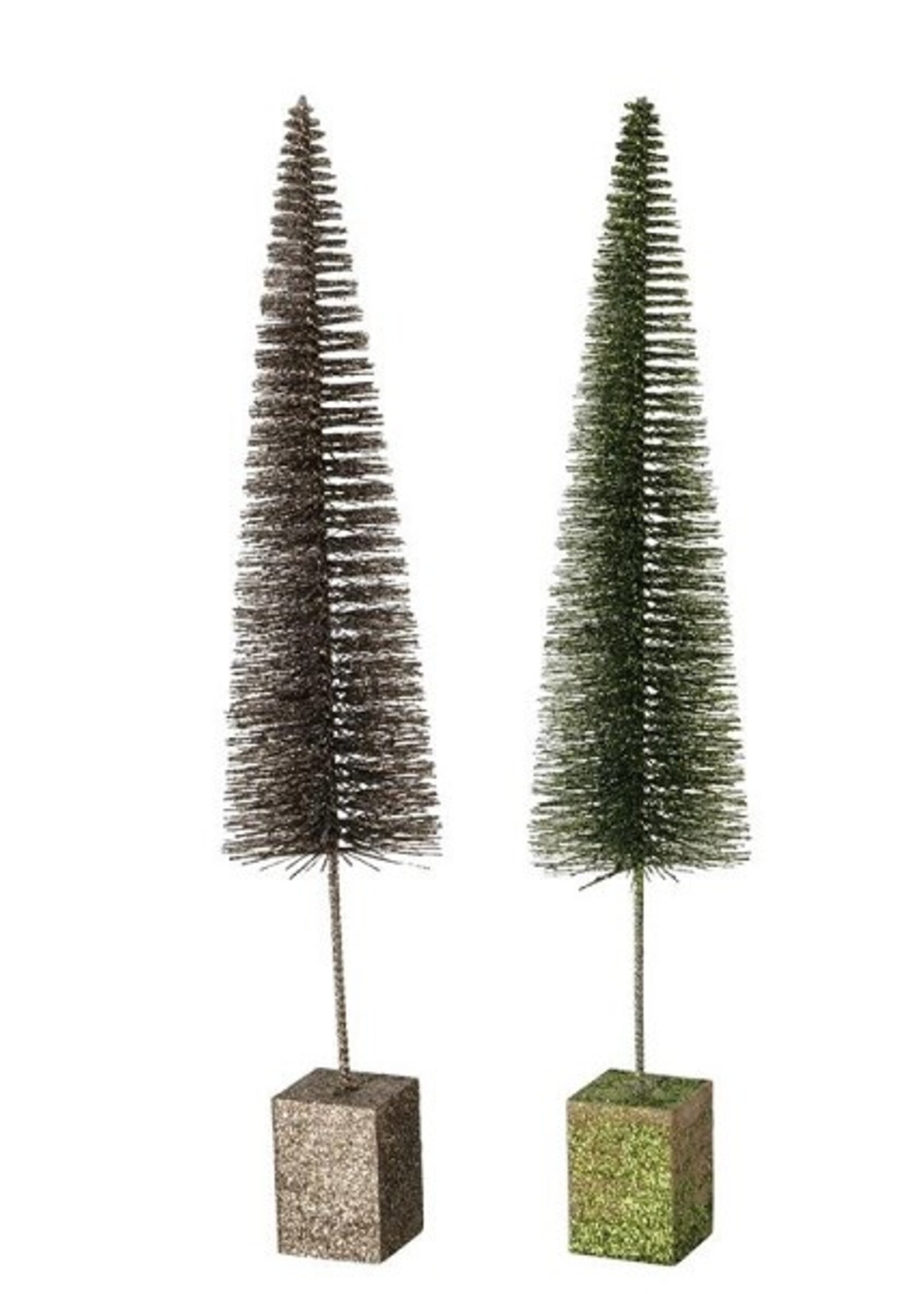 Boltze Home Kerstboom Tarvo glitter H50cm dia11cm bruin/groen