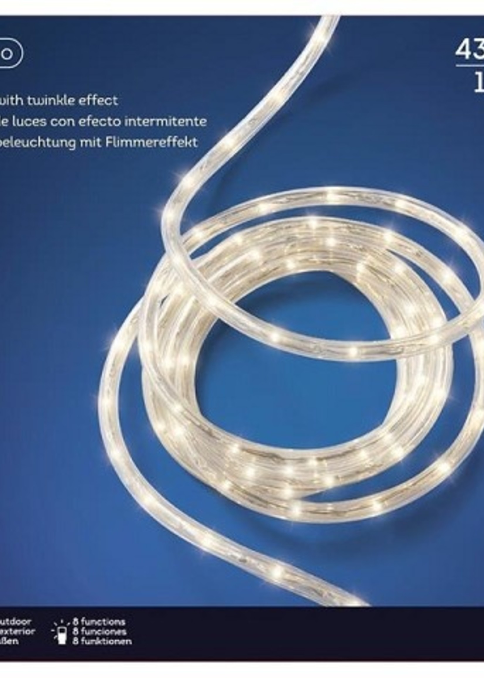 Lumineo LED Ropelight met 8 functies twinkel effect 432L-18m warm wit