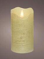 Lumineo LED vlam effect kaars goud dia7cm x 13cm warm wit met timer