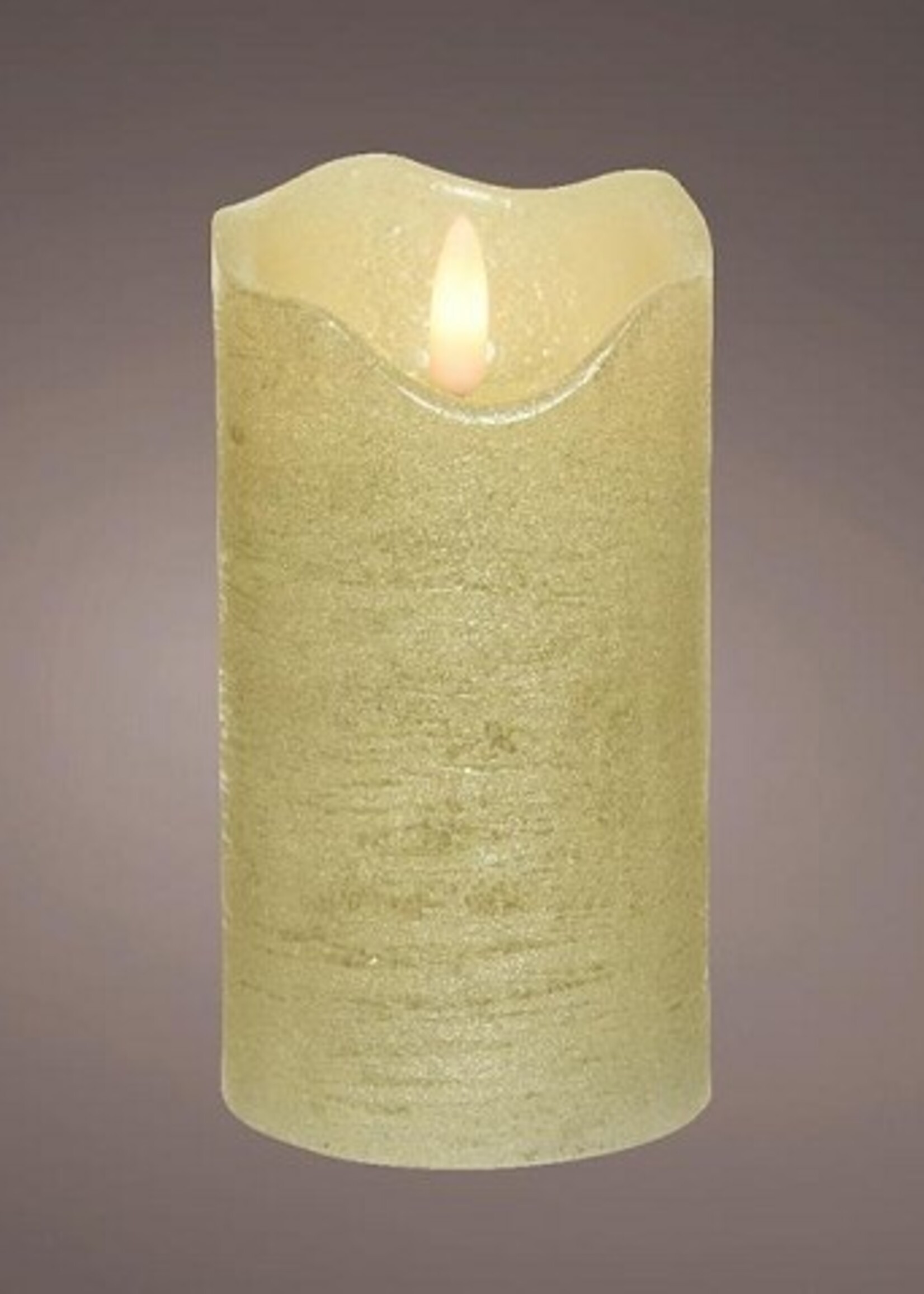 Lumineo LED vlam effect kaars goud dia7cm x 13cm warm wit met timer