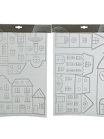 Raamversiering huizen wit 40x28.5cm