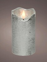 Lumineo LED vlam effect kaars zilver dia7cm x 13cm warm wit met timer