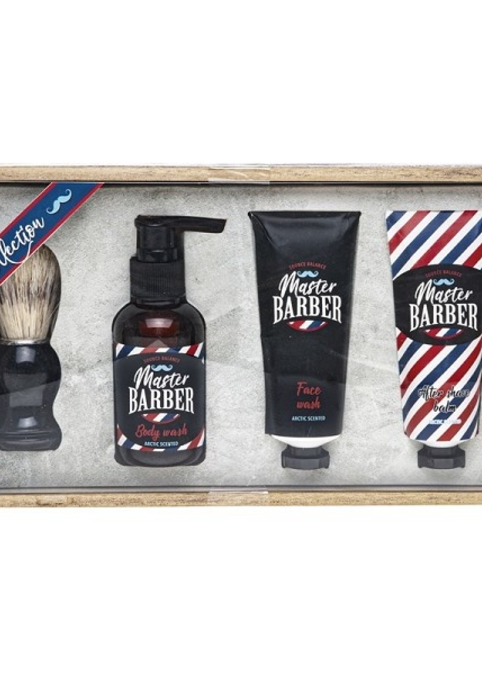 Source Balance `Master Barber` geschenkset scheerset, inhoud: 80 ml. after shave balsem en scheerborstel