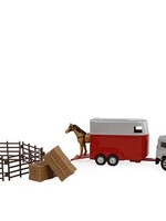 Kids Globe Land Rover met paardentrailer die cast pull back 26cm