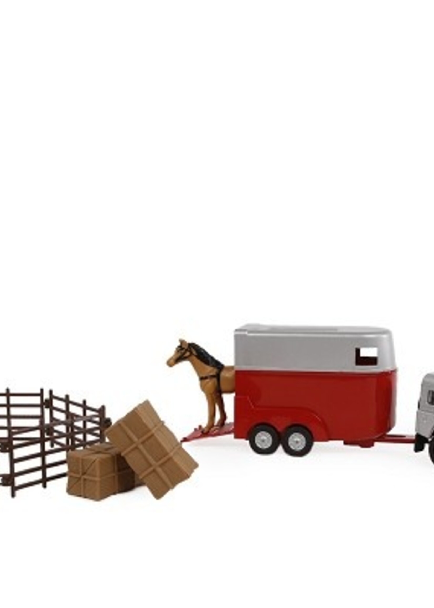 Kids Globe Land Rover met paardentrailer die cast pull back 26cm