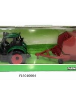 Tractor frictie met balenmaker 37cm. Rood of groen. In Vensterdoos