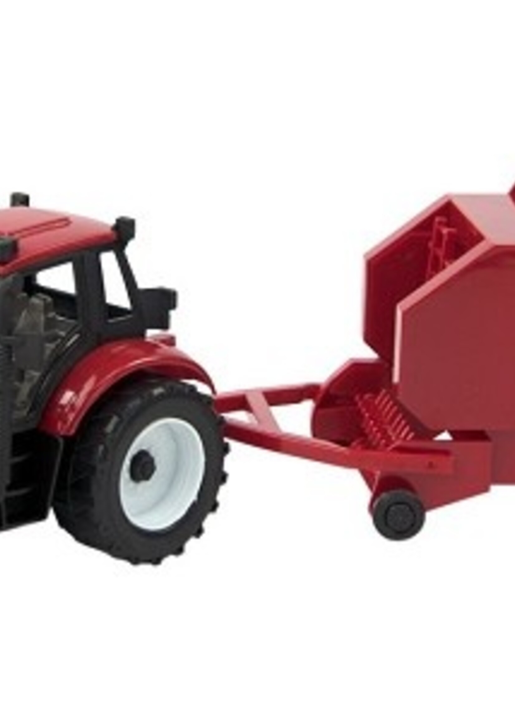 Tractor frictie met balenmaker 37cm. Rood of groen. In Vensterdoos