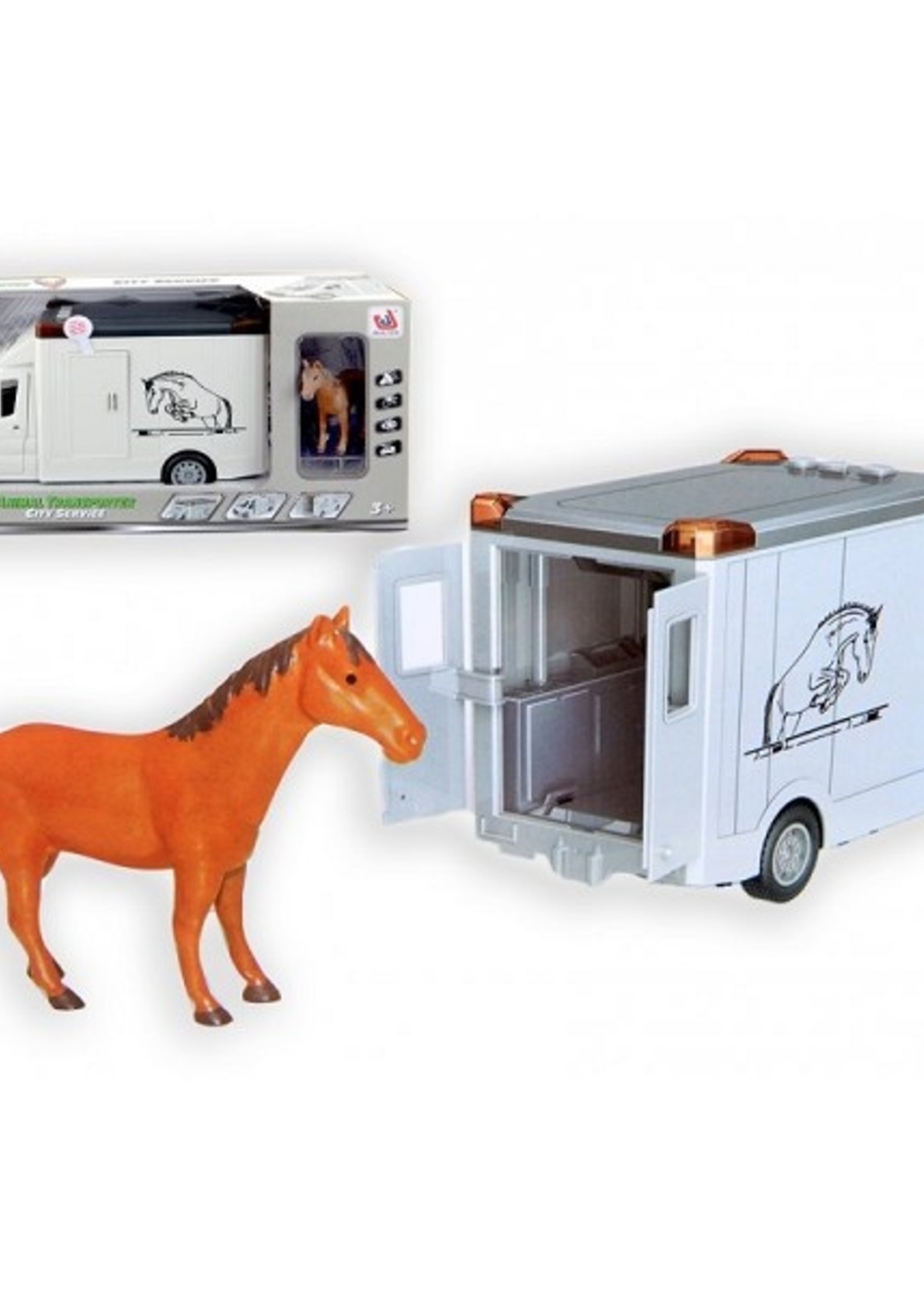 Vrachtwagen paard 27 cm met paard frictie met licht en geluid