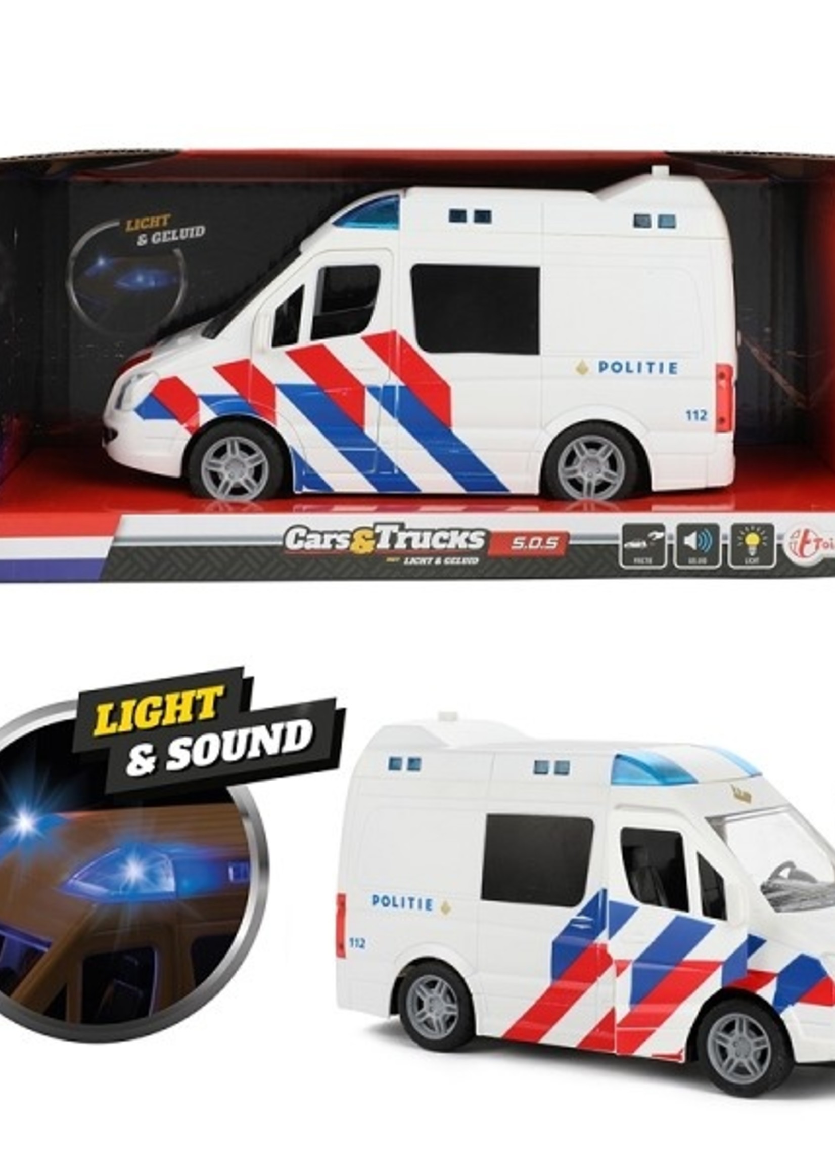 Toi Toys Cars&Trucks Politiebus frictie met licht en geluid 21cm