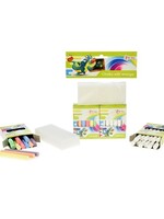 Toi Toys Schoolbordkrijtset 12x wit + 12x kleur met spons