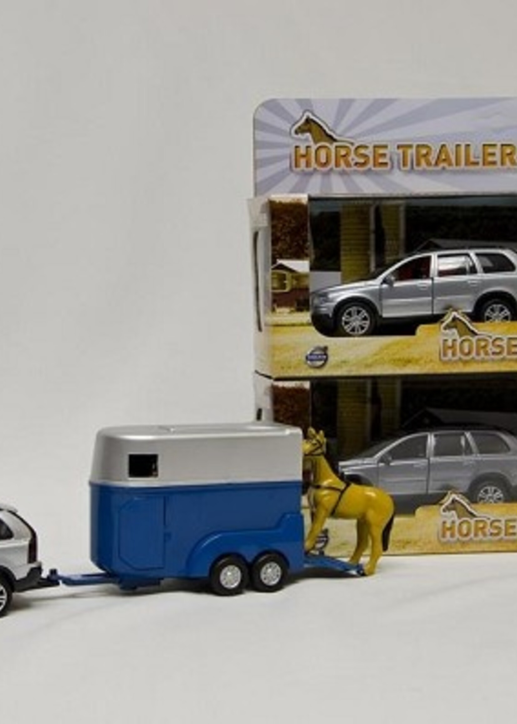 Kids Globe Die Cast pull back Volvo XC90 met paardentrailer 3 ass
