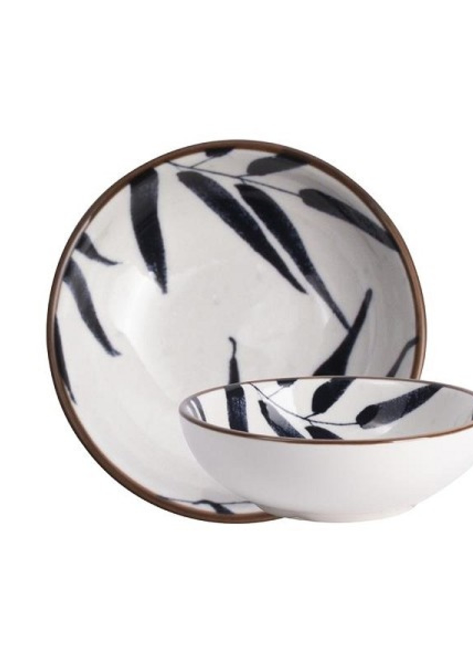 Gusta schaaltje bamboeblad motief Ø9xh2,8cm per stuk