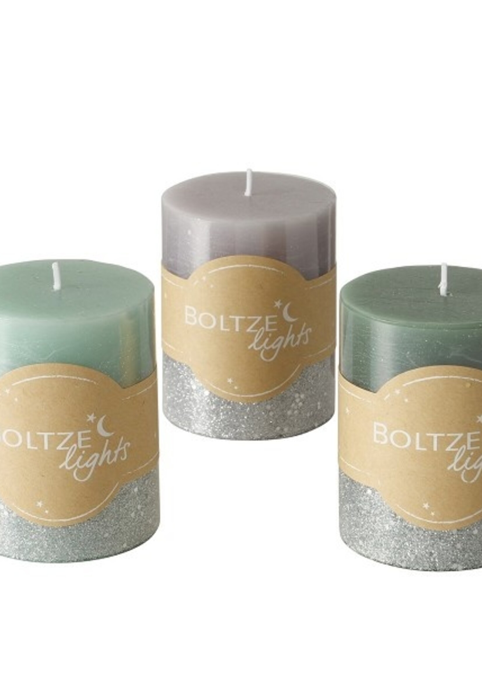 Boltze Home Stompkaars Mariza Ø7xH9cm , Grey, Sage green, Silver colour-mix
