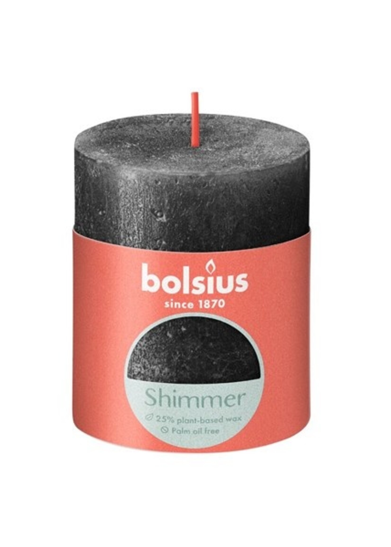 Bolsius Rustiek stompkaars 80/68 Shimmer Anthracite