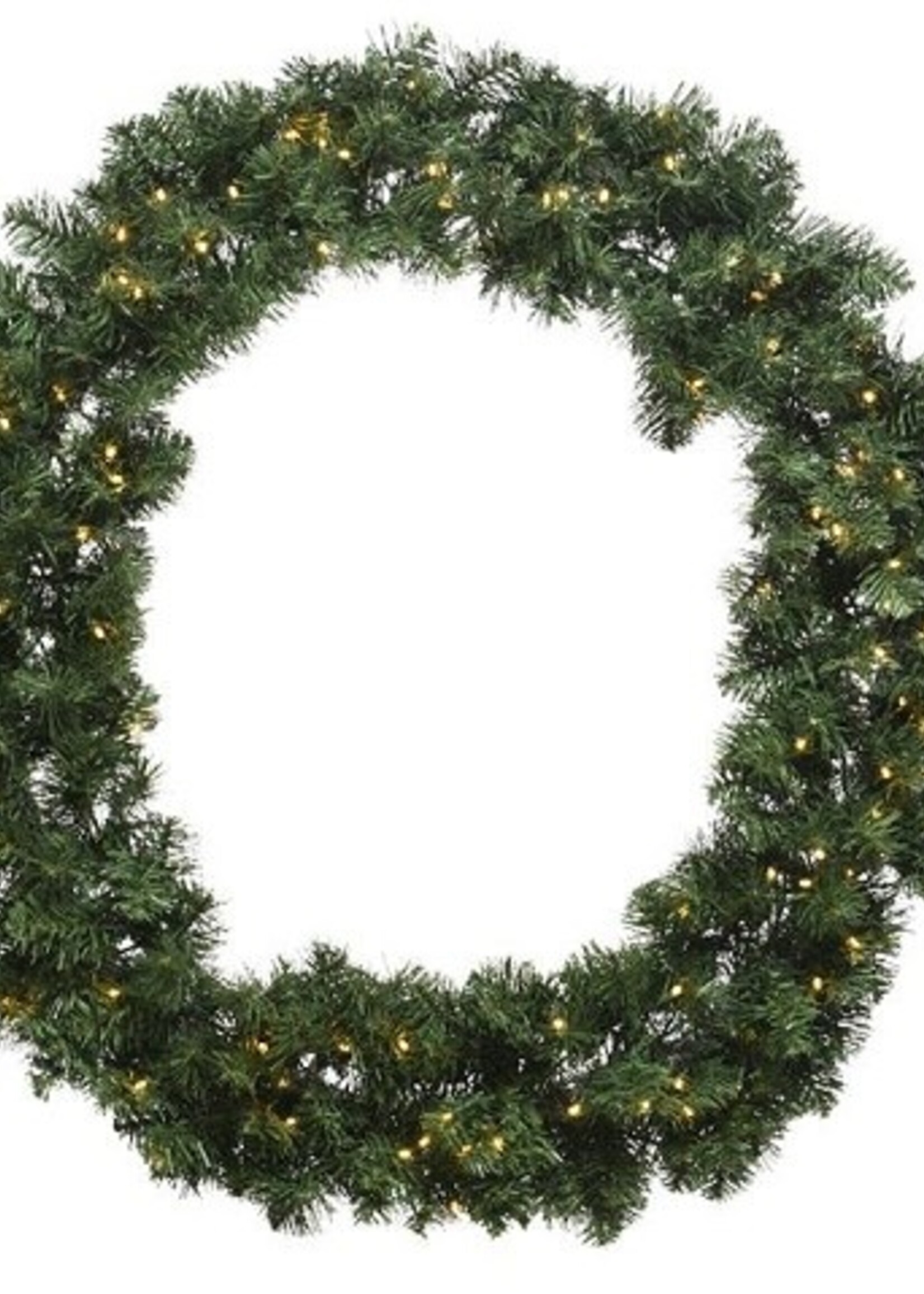 Kerst krans Imperial verlicht met 40 geintegreerde LED lampjes warmwit op batterij diameter 50cm