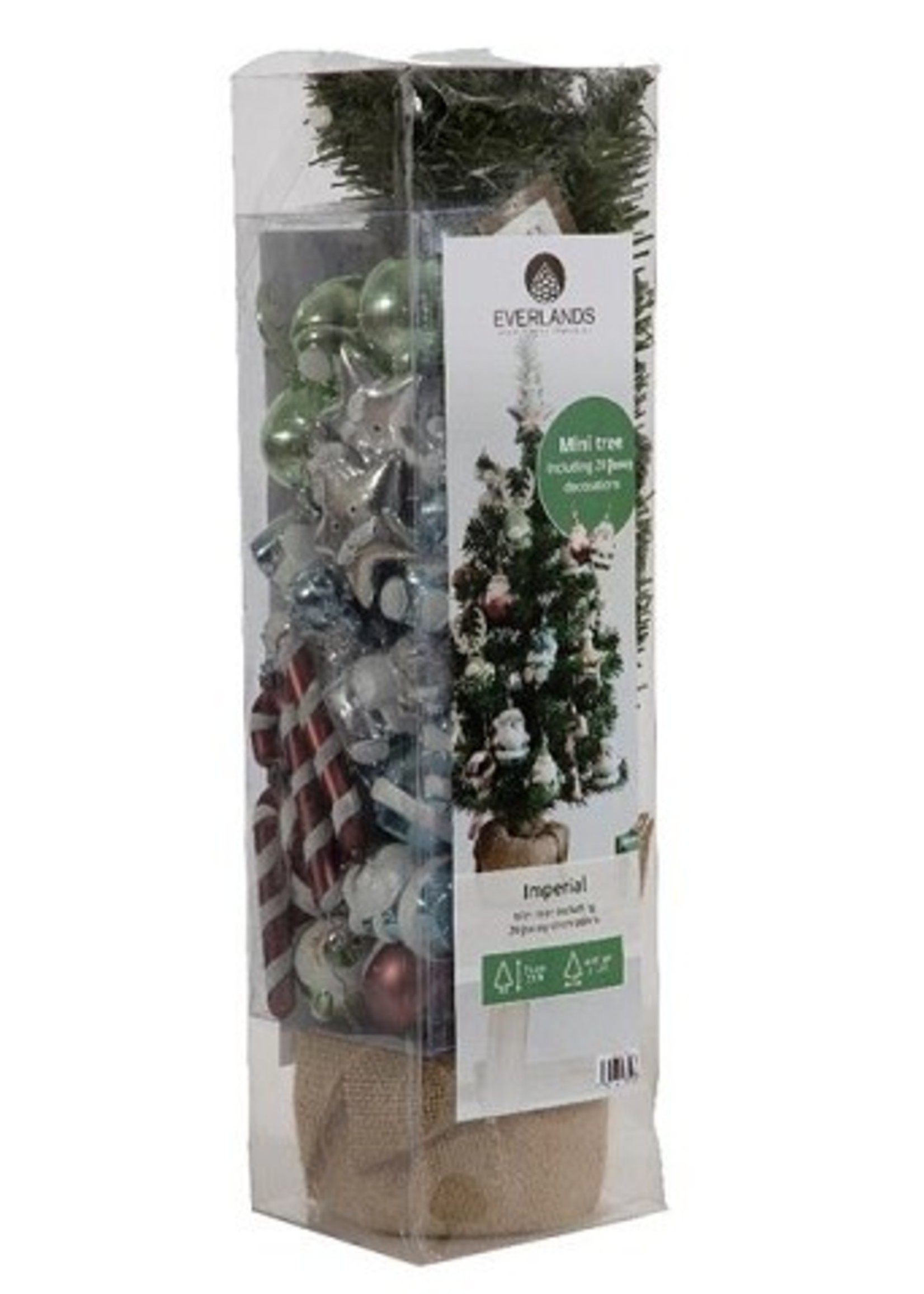 Everlands kunststof kerstboom inclusief decoratie multi kleuren dia35cm x 60cm