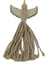 Engel kersthanger van touw 3x14x36cm naturel