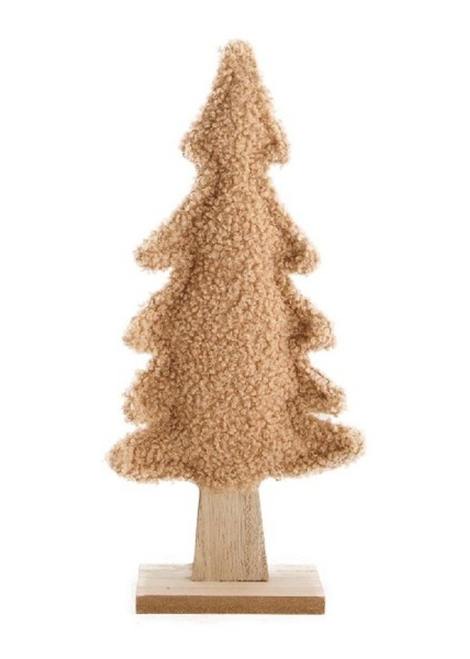 Kerstboom beeld van textiel en hout 15x6x29cm beige