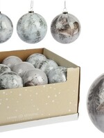 Kerstbal met 4 assorti bos afbeeldingen 10cm