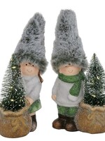 Boltze Home Kinder beeldje keramiek met kerstboom LED H21cm Milmy per 1